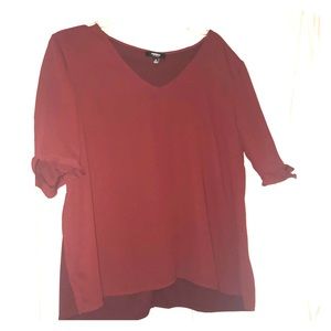 Dark Red Blouse with Ruffled Sleeves